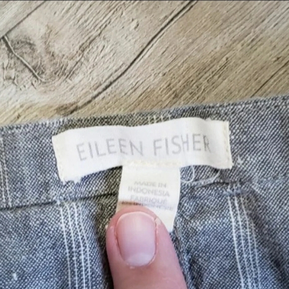 Eileen Fisher Hemp-Cotton Natural Fiber Short Sleeve Grey Stripe Dress Lagenlook - Picture 10 of 12